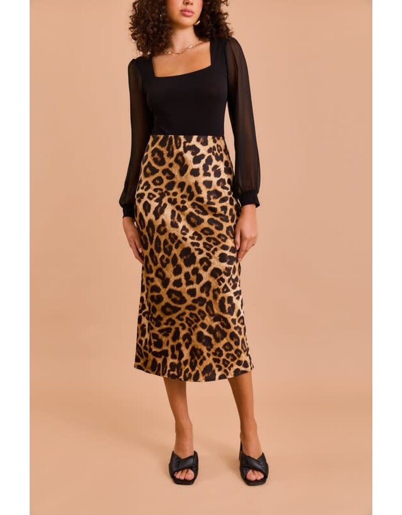 Gilli Bias Leopard Print Skirt MS7129G - Bootery Boutique
