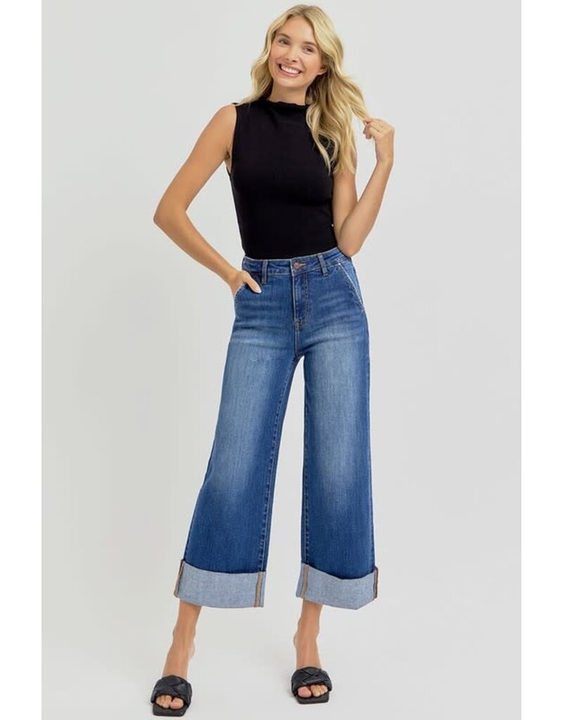 Risen Risen High Rise Wide Leg Cuffed Pants