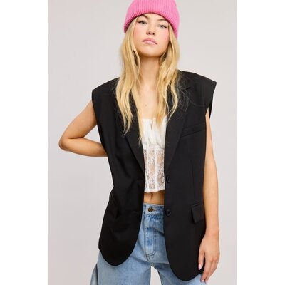 Mimosa Oversized Blazer Vest with Shoulder Pads