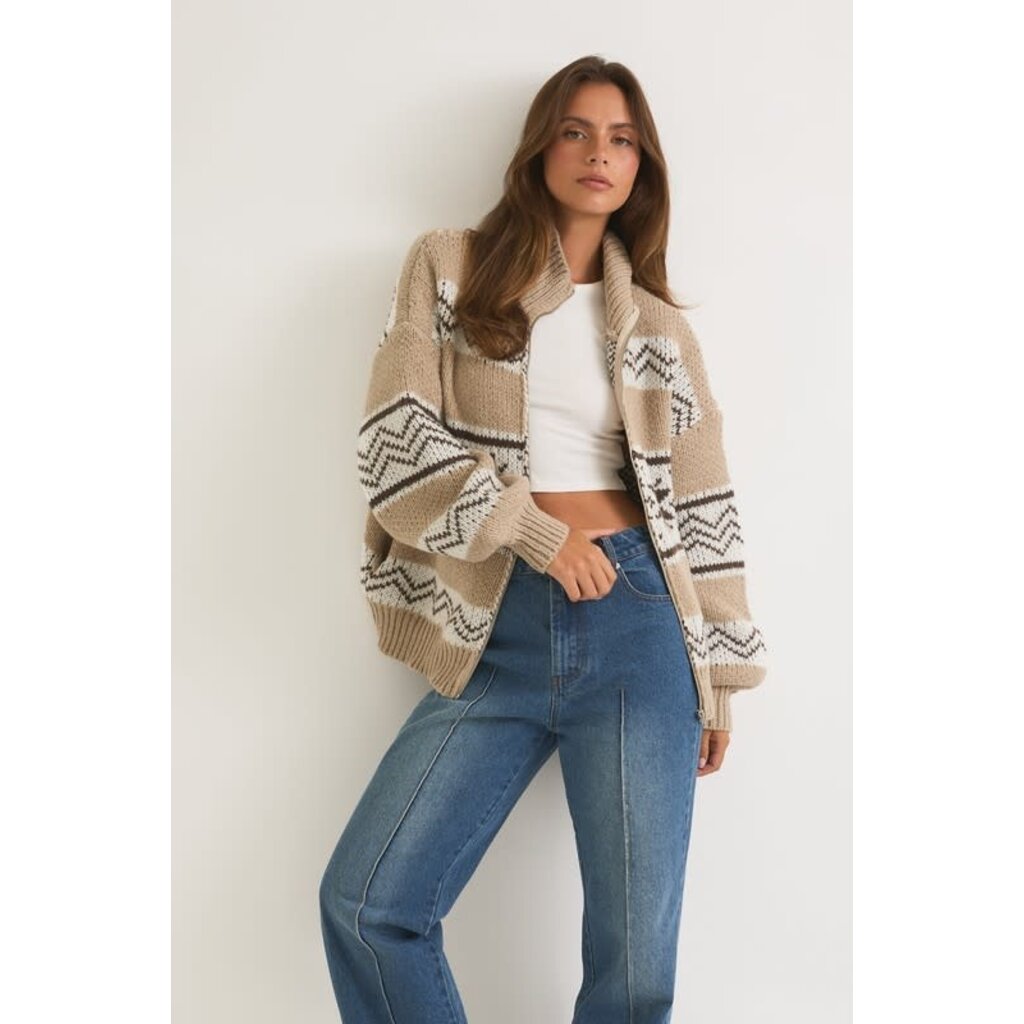 Le Lis Le Lis Collared Fair Isle Sweater Jacket