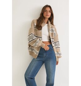 Le Lis Collared Fair Isle Sweater Jacket