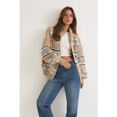 Le Lis Collared Fair Isle Sweater Jacket