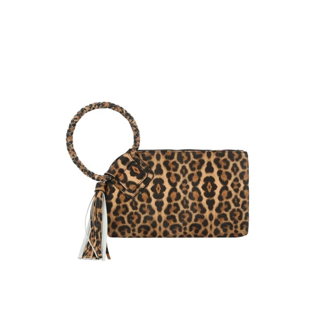 Fame Accessories Fame Accessories Leopard Wristlet Clutch