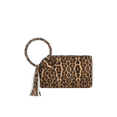 Fame Accessories Leopard Wristlet Clutch