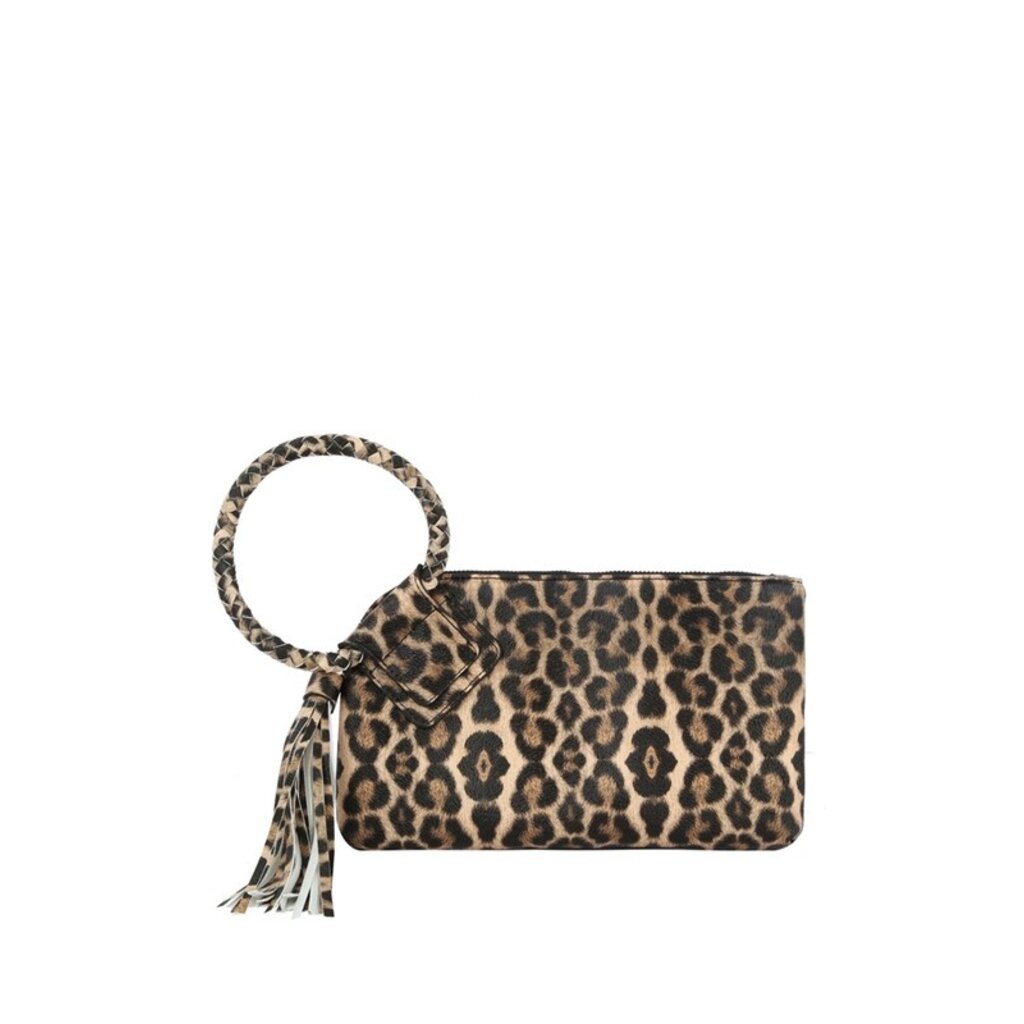 Fame Accessories Fame Accessories Leopard Wristlet Clutch