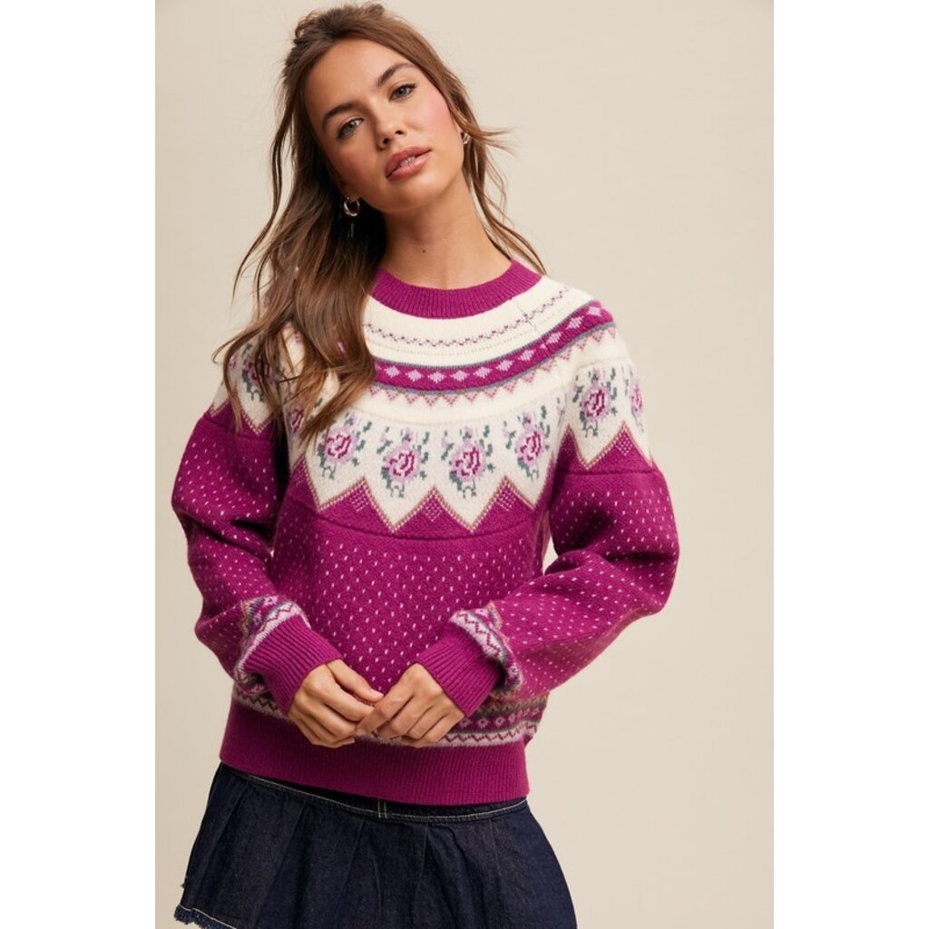 Listicle Listicle Vintage Pattern Knit Sweater