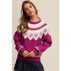 Listicle Listicle Vintage Pattern Knit Sweater