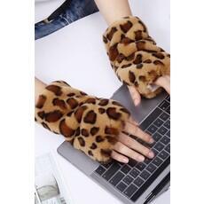 Swan Madchen Swan Madchen Leopard Faux Fur Mittens
