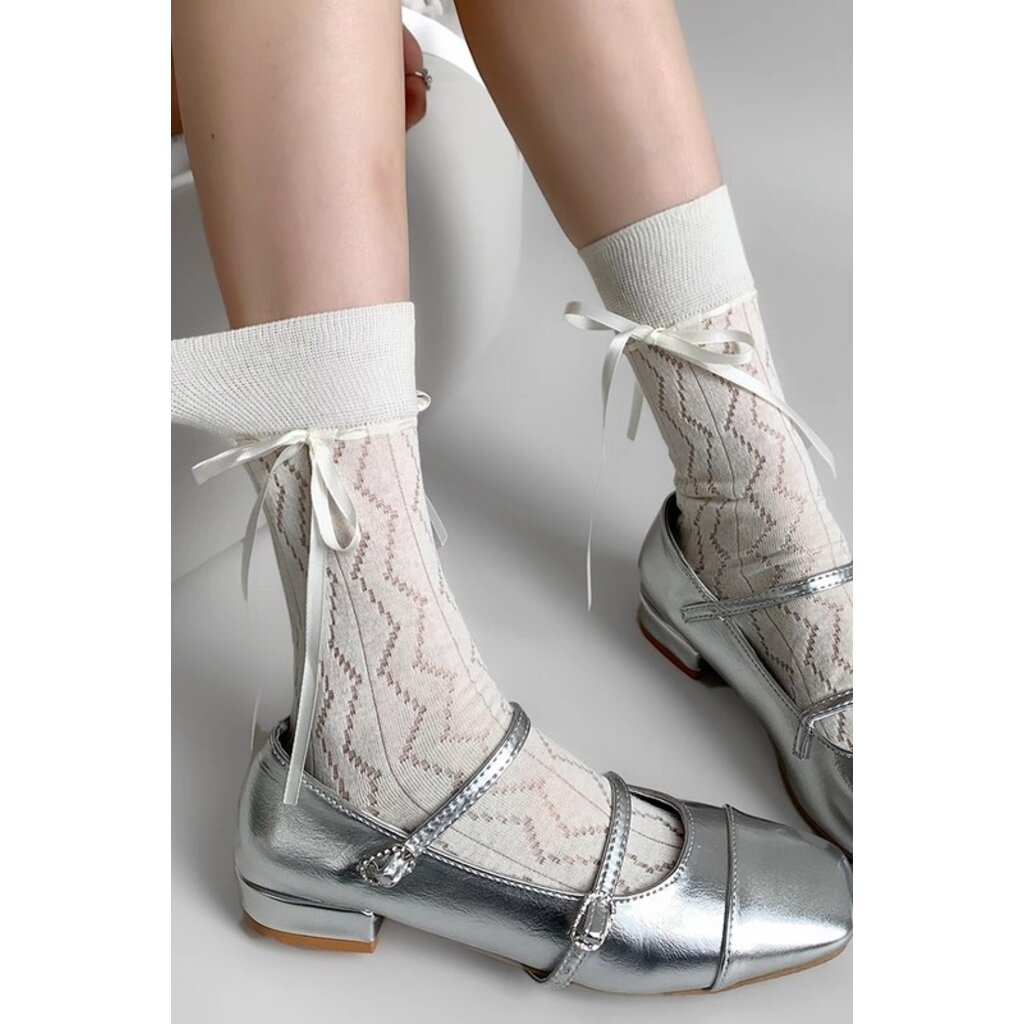 Swan Madchen Swan Madchen Bow Ribbon Lace Sock