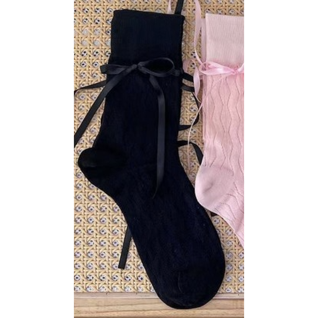Swan Madchen Swan Madchen Bow Ribbon Lace Sock