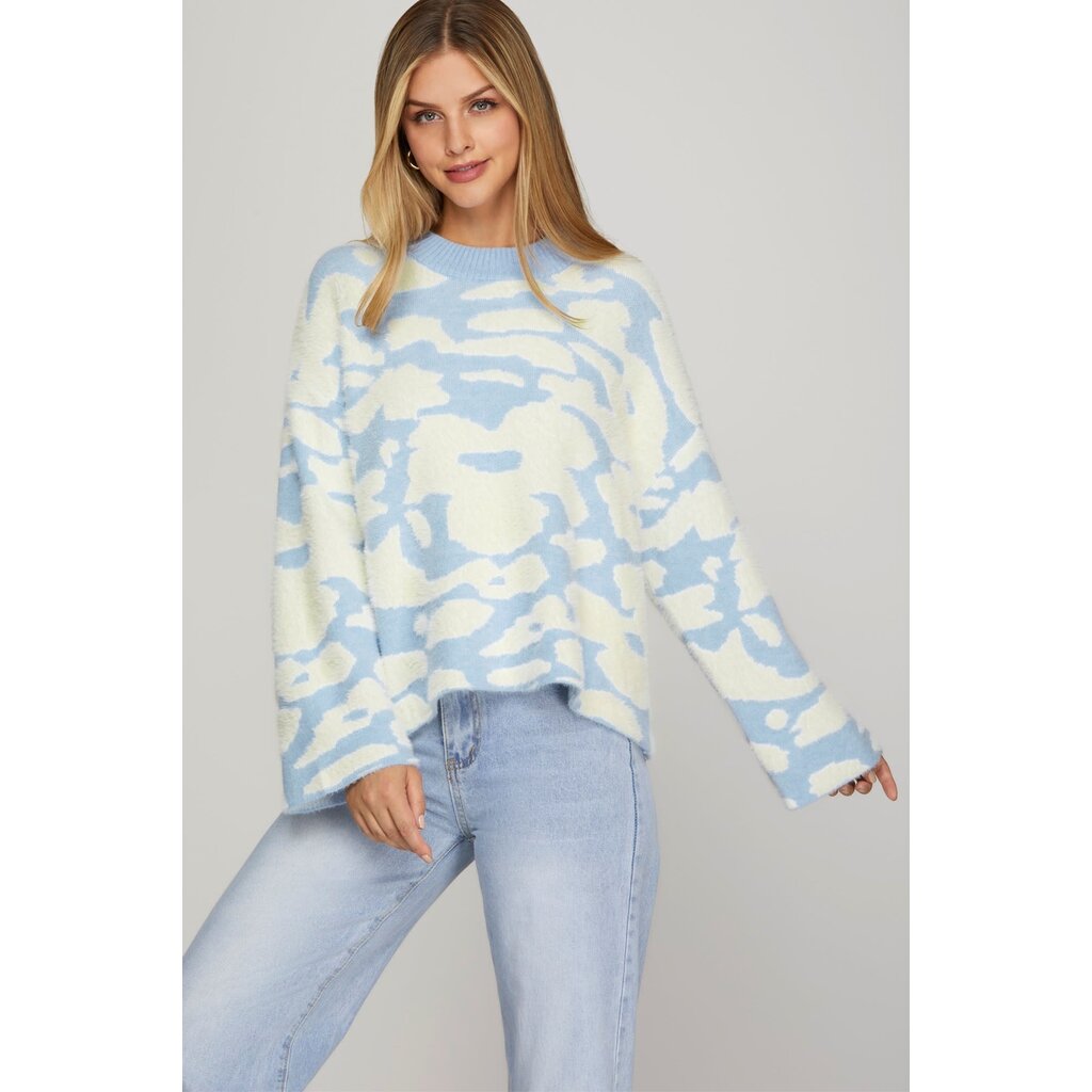 She + Sky She + Sky Fuzzy Floral Print Sweater