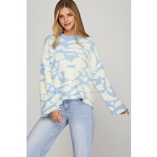 She + Sky She + Sky Fuzzy Floral Print Sweater