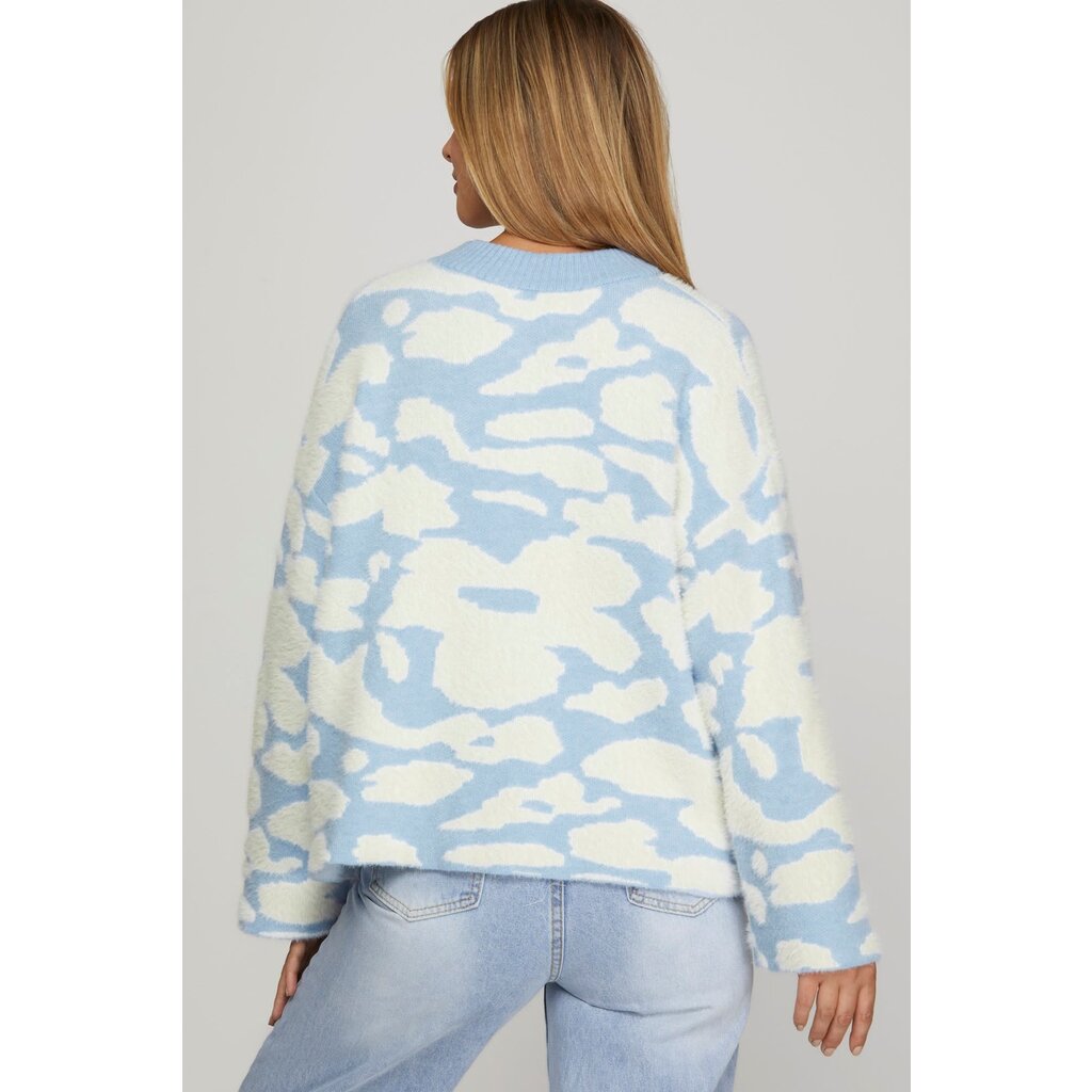 She + Sky She + Sky Fuzzy Floral Print Sweater