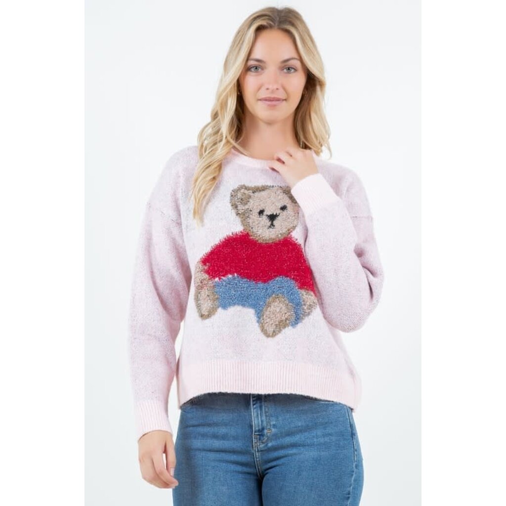 Dreamers Dreamers Teddy Bear Print Sweater