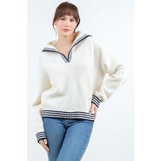 Dreamers Dreamers Sailor Collared Pullover Sweater