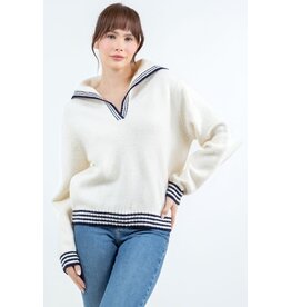 Dreamers Sailor Collared Pullover Sweater