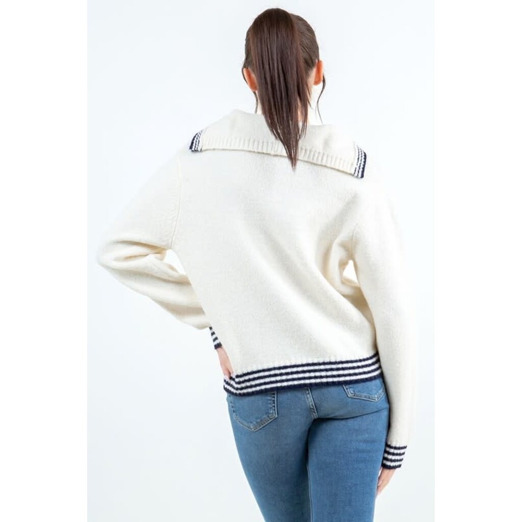 Dreamers Dreamers Sailor Collared Pullover Sweater