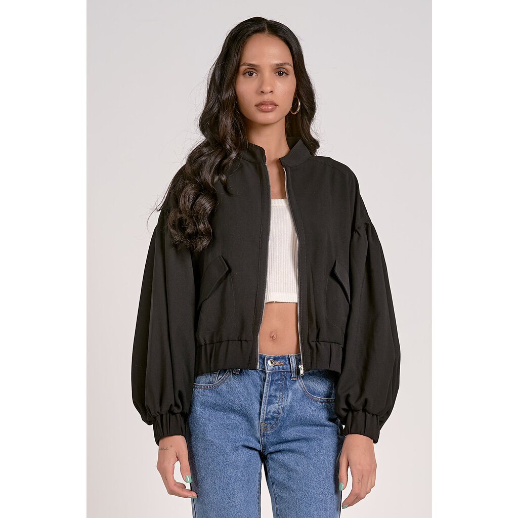 Elan Elan Balloon Sleeve Zip Up Jacket
