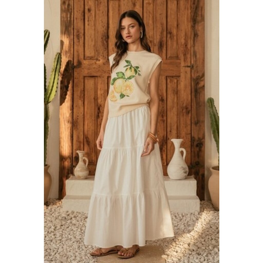 Skies Are Blue Skies Are Blue Poplin Smock Waist Maxi Skirt