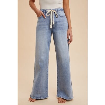 Anniewear Side Slit Wide Leg Jean