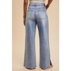 Anniewear Anniewear Side Slit Wide Leg Jean