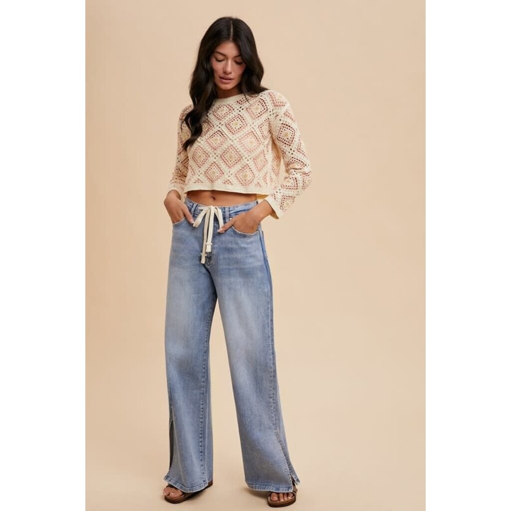 Anniewear Anniewear Side Slit Wide Leg Jean