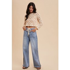 Anniewear Anniewear Side Slit Wide Leg Jean