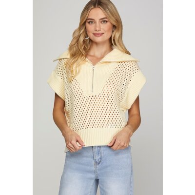 She + Sky Collared 1/2 Zip Sweater