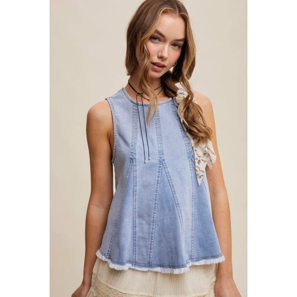 Listicle Listicle Denim Flare Peplum Top