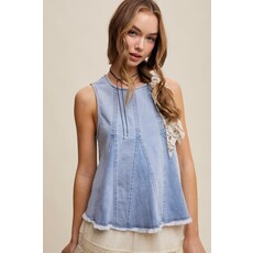 Listicle Listicle Denim Flare Peplum Top