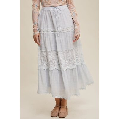 Listicle Tiered Lace Maxi Skirt