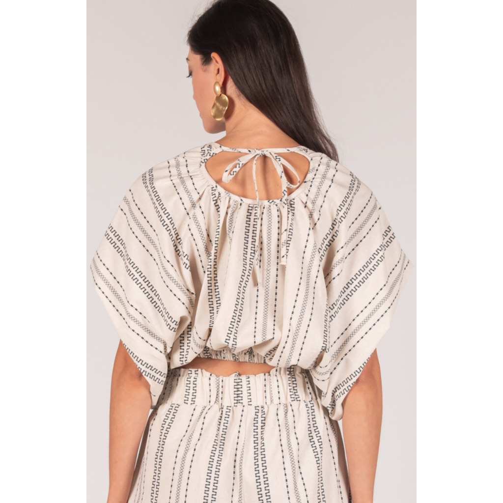 Before You Before You Print Linen Billowy Top