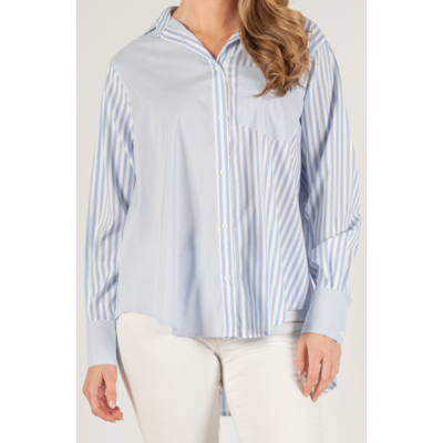 Before You Contrast Stripe Button Up Shirt