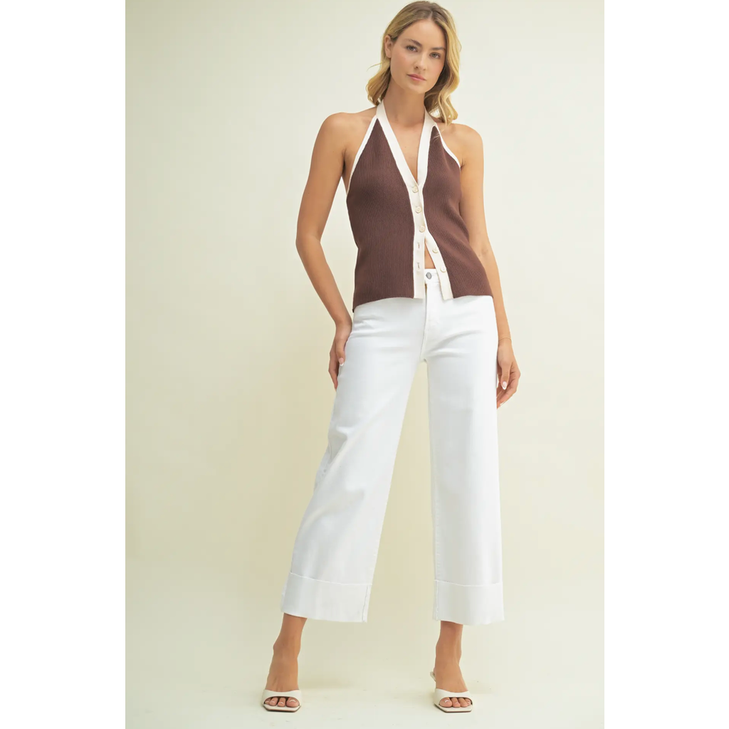 Just Black Denim Just Black Denim Scissor Cut Cuffed Slim Wide Leg Pant
