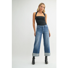 Just Black Denim Just Black Denim Scissor Cut Cuffed Slim Wide Leg Pant