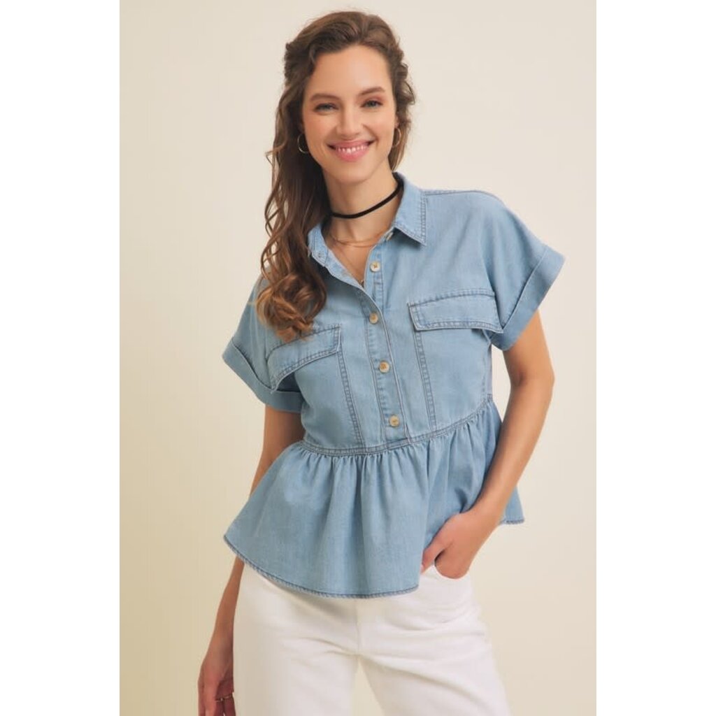 In February In February Oversized Babydoll Denim Shirt