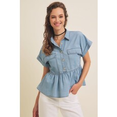 In February In February Oversized Babydoll Denim Shirt