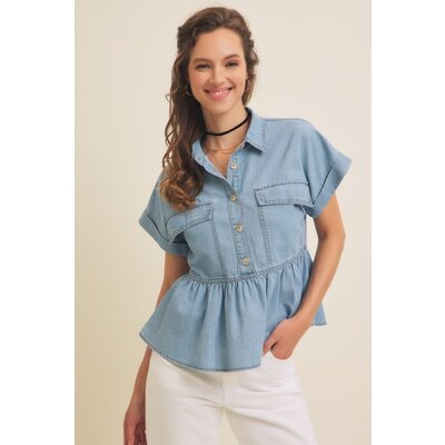 In February Oversized Babydoll Denim Shirt