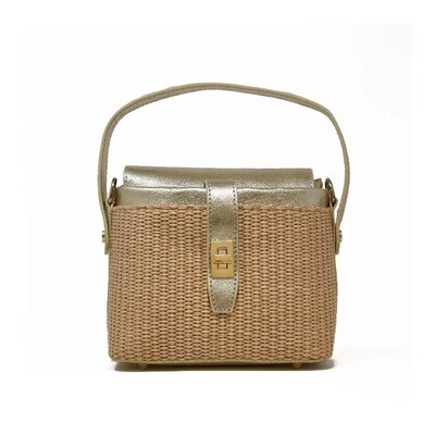 German Fuentes Rattan Leather Handbag