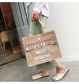 Peace Love Fashion "Hello Weekend" Linen Tassel Shoulder Bag