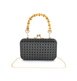 BC Bags Rattan Handbag with Chain Strap