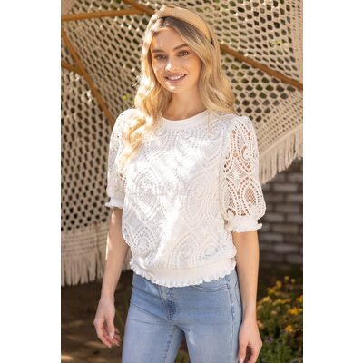 Voy Ruffled Band Detailed Lace Top