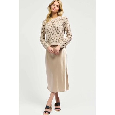 Current Air Pointelle Sweater and Satin Cami Dress