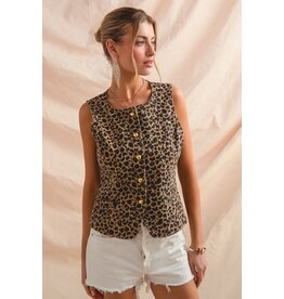 Leopard Print Denim Vest
