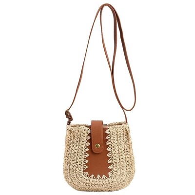 Cap Zone Crochet Rattan Wicker Crossbody Messenger Bag
