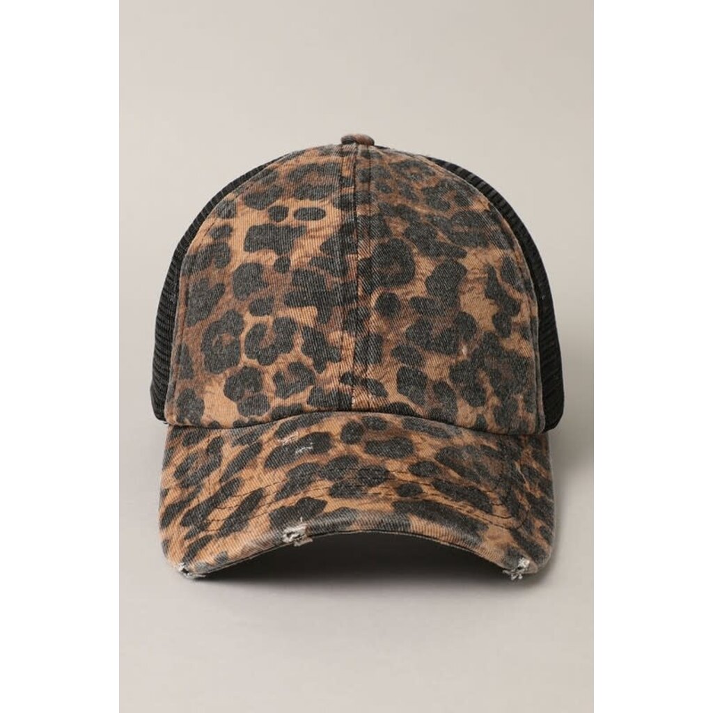 Fashion City Fashion City Distressed Mesh Back Baseball Cap