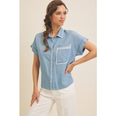 In February Blouse with Embroidered Detail