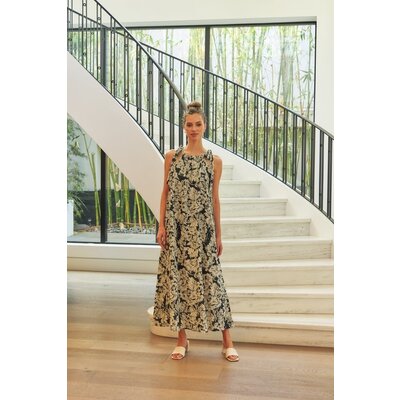 In February Floral Print Tie Top Maxi Dress