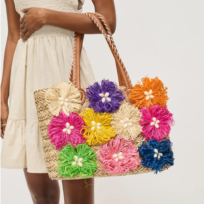 Urban Expressions Queenie Floral Straw Tote