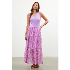 Skies Are Blue Skies Are Blue Knit to Woven Tank Dress